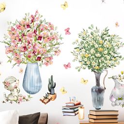 Asian royal Pink & Green Botanical Printed  Self Adhesive 3D Decals & Stickers-32