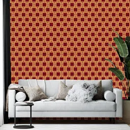 British Terminal Maroon & Beige Printed Self-Adhesive Wall Sticker-30