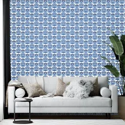 British Terminal Blue Abstract Printed Wall Paper-picture-49