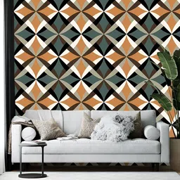 British Terminal White & Brown Abstract Printed Wallpaper-9