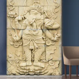 999Store Cream-Coloured Lord Ganesha Mural Self-Adhesive Wallpaper-image-45