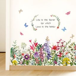 Asian royal White & Green Floral Printed Self Adhesive Wall Sticker-image-70