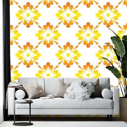 British Terminal White & Orange Printed Self-Adhesive Wallpaper-25