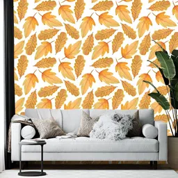 British Terminal White & Orange Floral Printed Self-Adhesive Wallpaper-18