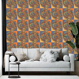 British Terminal Orange-Colored Abstract Printed Wall Paper-11
