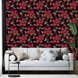 British Terminal Burgundy & Pink Printed Abstract Wallpaper-picture-33
