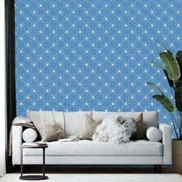 British Terminal Blue & White Abstract Printed Wallpaper-10