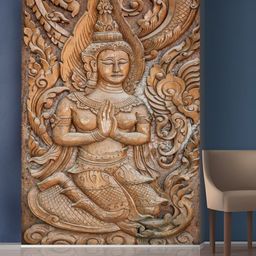 999Store Brown Flowers & Sitting Lady Mural Wallpaper-image-56