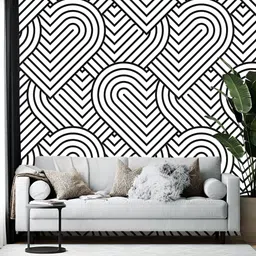 British Terminal White & Black Abstract Printed Wallpaper-picture-15