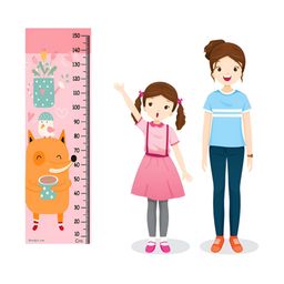 WENS Pink & Orange Cartoon Fox Printed Height Chart Wall Sticker-image-110