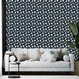 British Terminal Blue & White Floral Printed Self-Adhesive Wallpaper-picture-58