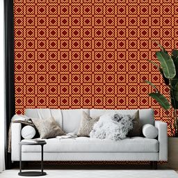 British Terminal Red & Yellow Printed Self-Adhesive Wallpaper-15