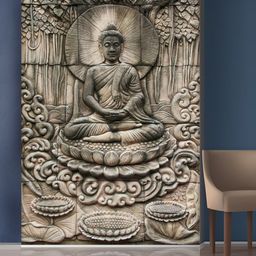 999Store Grey Meditating Buddha Mural Wallpaper-10