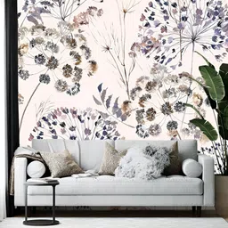 British Terminal Beige & Blue Floral Printed Self-Adhesive Water-Resistant Wallpaper-image-71