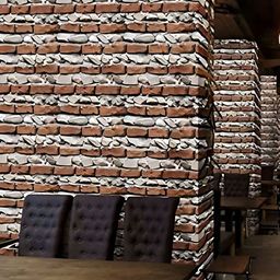Asian royal Brown & Grey Brick Pattern Printed Self Adhesive Wall Sticker-picture-34
