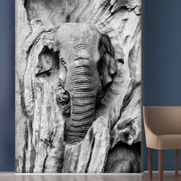 999Store White & Grey Elephant Head and Stones Mural Self-Adhesive Wallpaper-picture-8