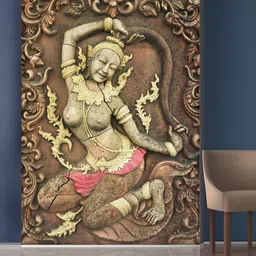 999Store Brown Flowers & Dancing Lady Mural Wallpaper-image-34