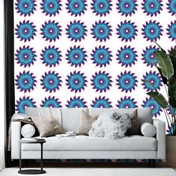 British Terminal White & Blue Abstract Printed Self-Adhesive Wallpaper-94