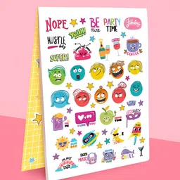 Doodle Yellow & White A5 10 Pages Sticker Book-image-26