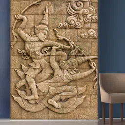 999Store Beige Stones and Statue Self-Adhesive Mural Wallpaper-image-0