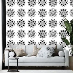 British Terminal White & Black Abstract Printed Wallpaper-49