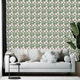 British Terminal White & Green Abstract Printed Wallpaper-56