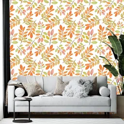 British Terminal White & Orange Abstract Printed Self-Adhesive Wallpaper-19