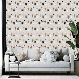 British Terminal Pink & Grey Conversational Printed Self-Adhesive Wallpaper-23