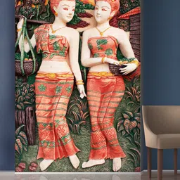 999Store Red Village & Two Lady Mural Wallpaper-image-90