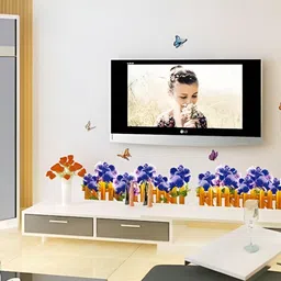 Asian royal Blue & Yellow 3D Floral Printed Self Adhesive Wall Sticker-image-103