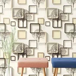 Asian royal Cream & Brown Printed Self-Adhesive Wall Sicker-image-37