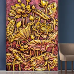 999Store Pink & Gold-Toned Flowers & Leaves Self-Adhesive Mural Wallpaper-image-58