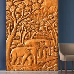 999Store Gold-Toned Trees & Elephant Mural Wallpaper-99