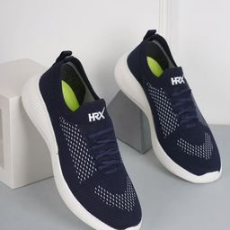HRX by Hrithik Roshan Men Navy Blue & Grey Textured Contrast Sole Slip On Sneakers-picture-22