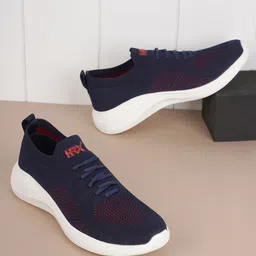 HRX by Hrithik Roshan Men Navy Blue & Red Textured Contrast Sole Slip on Sneakers-image-108