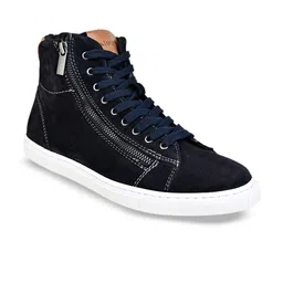 HX London Men Mid Top Lightweight Memory Foam Leather Contrast Sole Sneakers-12