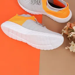 TPENT Men Orange Colourblocked Sneakers-image-76