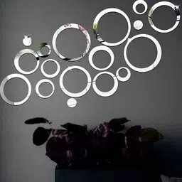 Wall1ders Silver-Toned 30 Rings 3D Mirror Wall Stickers-image-53