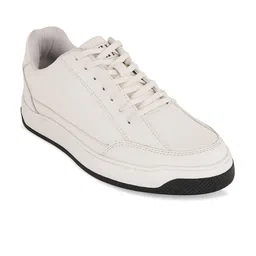 Mast & Harbour Men White & Black Comfort Insole Contrast Sole Sneakers image 2