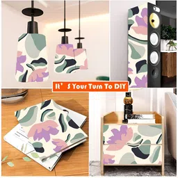 British Terminal Cream-Colored & Green Floral Printed Wall Sticker image 4