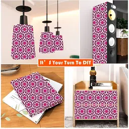 British Terminal Pink & White Abstract Printed Self-Adhesive Wall Paper image 4