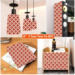 British Terminal Cream Colored & Red Printed Self-Adhesive Wall Paper image 2