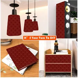 British Terminal Maroon Printed Multipurpose Use Wallpaper image 3