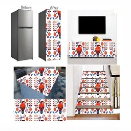 British Terminal White & Rust Printed Self-Adhesive Wall Paper image 2