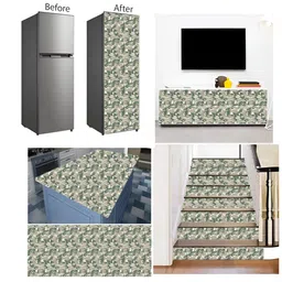 British Terminal Beige & Green Abstract Printed Self-Adhesive Wallpaper image 4