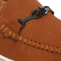Mactree Men Tan Textured Suede Slip-On Sneakers image 3