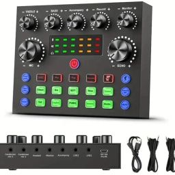 V8 Live Streaming Sound Card USB Studio Audio Interface for Stereo Recording Digital Sound Mixer-image-69