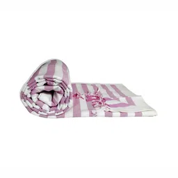 RIYA SHREE Off White & Pink Striped AC Room Single Bed Blanket-image-100