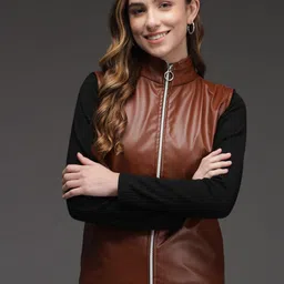 TANDUL Mock Collar Lightweight Biker Jacket-19