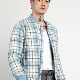Campus Sutra Men Tartan Checks Lightweight Bomber Jacket-image-4